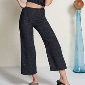 STAUD Oscar Culotte in Black Rayon/Linen blend